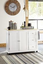 Withurst White/Light Brown Kitchen Cart - Lara Furniture