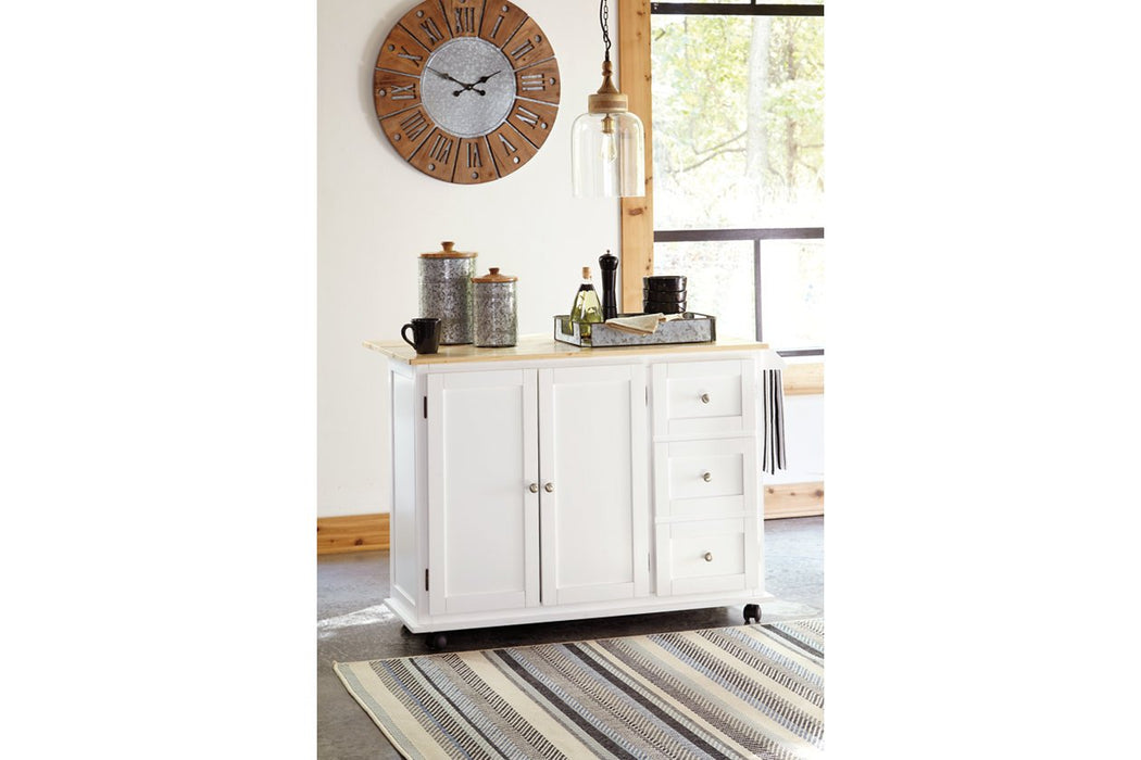 Withurst White/Light Brown Kitchen Cart - Lara Furniture