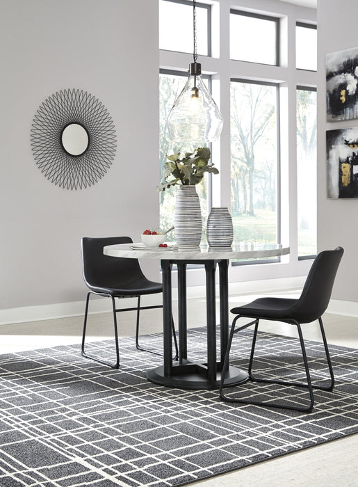 Centiar White-Black Round Dining Room Set - Lara Furniture