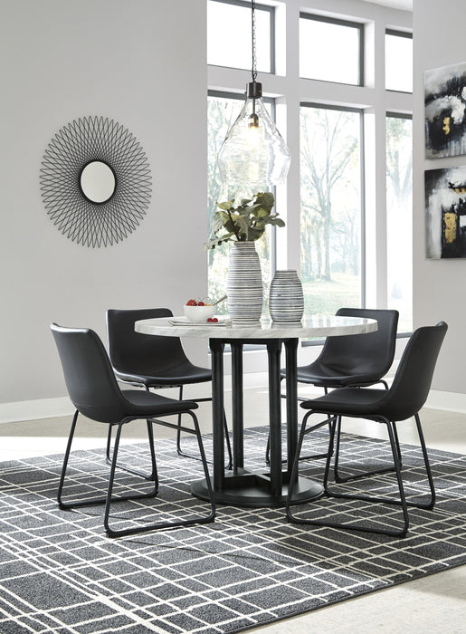 Centiar White-Black Round Dining Room Set - Lara Furniture