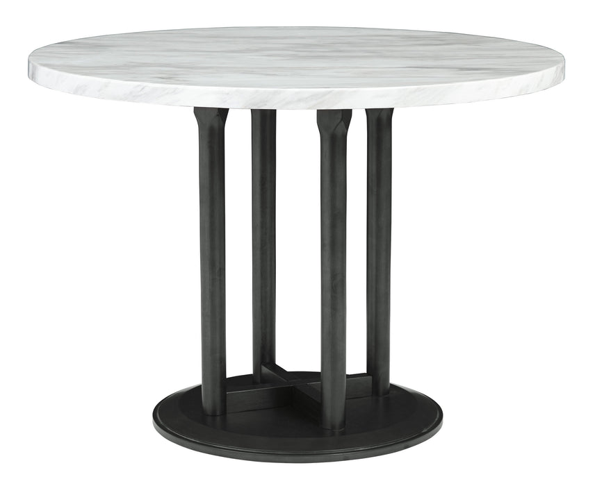 Centiar White-Black Round Dining Room Set - Lara Furniture