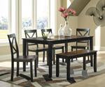 Larsondale Brown/Black Dining Table and Chairs with Bench (Set of 6) - Lara Furniture