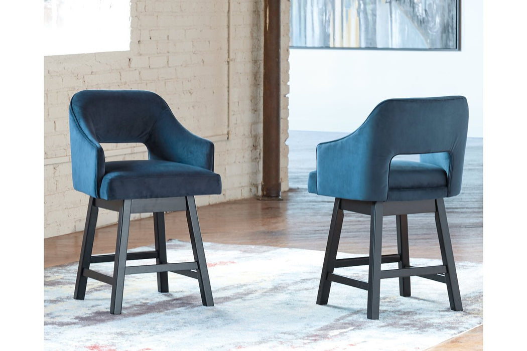 Tallenger Blue/Dark Brown Counter Height Bar Stool (Set of 2) - Lara Furniture