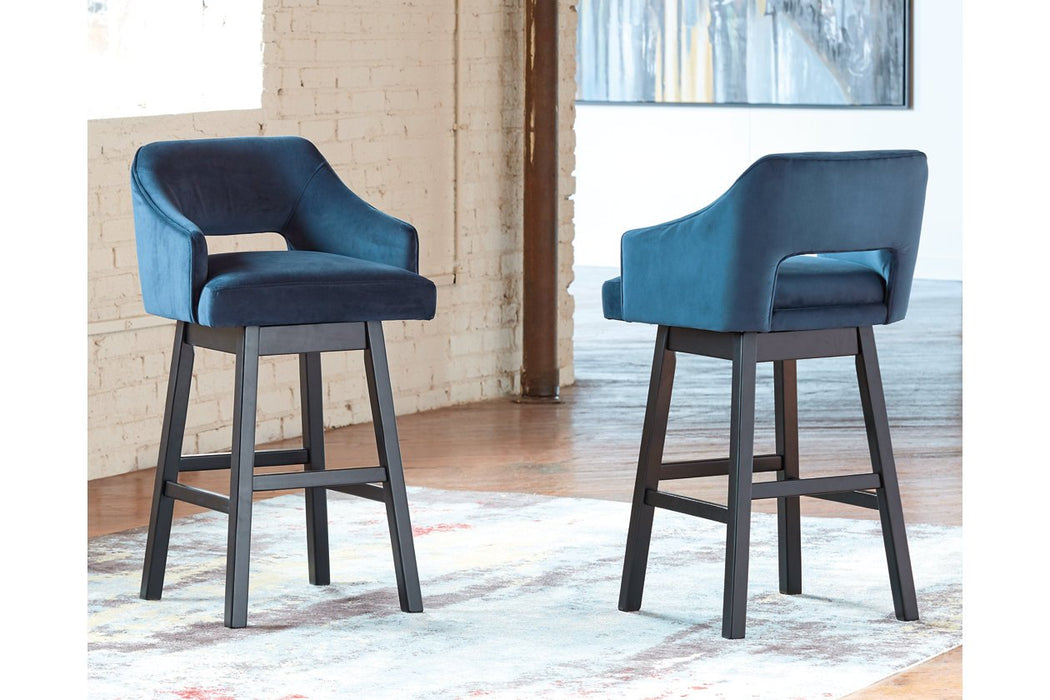 Tallenger Blue/Dark Brown Bar Height Bar Stool (Set of 2) - Lara Furniture