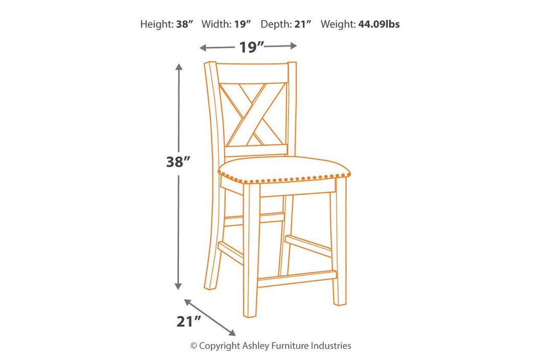 Caitbrook Gray Counter Height Upholstered Bar Stool (Set of 2) - Lara Furniture