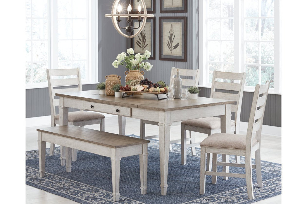 Skempton White/Light Brown Dining Table - Lara Furniture