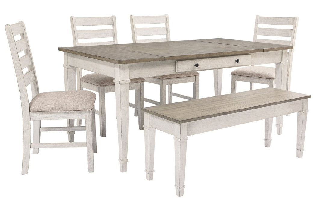 Skempton White/Light Brown Dining Table - Lara Furniture