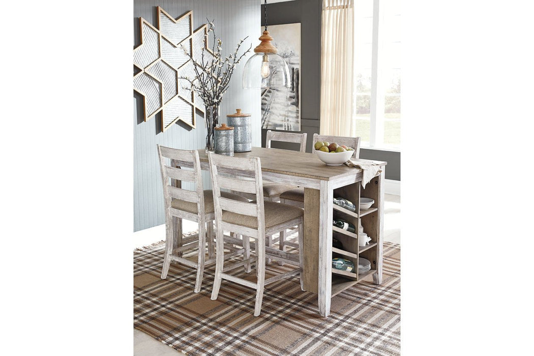 Skempton White/Light Brown Counter Height Dining Table - Lara Furniture