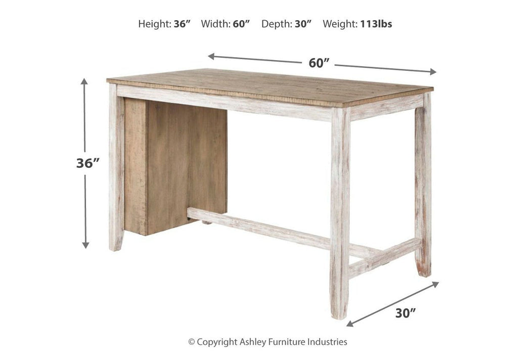 Skempton White/Light Brown Counter Height Dining Table - Lara Furniture