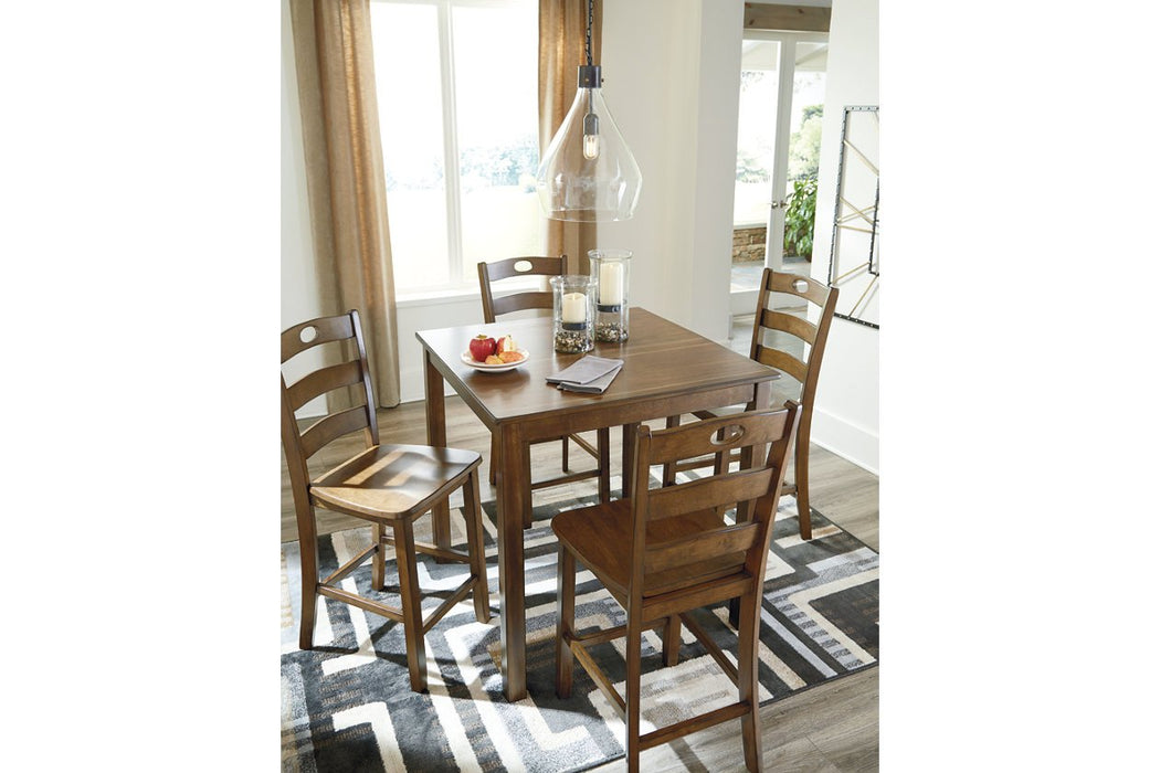 Hazelteen Medium Brown Counter Height Dining Table and Bar Stools (Set of 5) - Lara Furniture