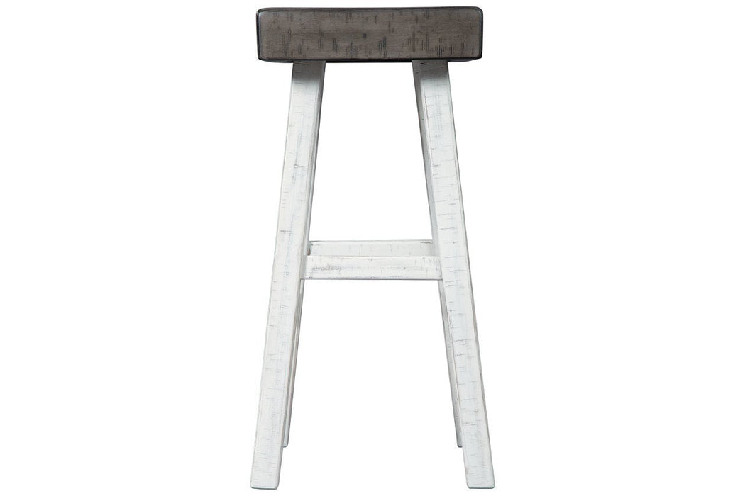 Glosco Brown Gray/Antique White Pub Height Bar Stool (Set of 2) - Lara Furniture