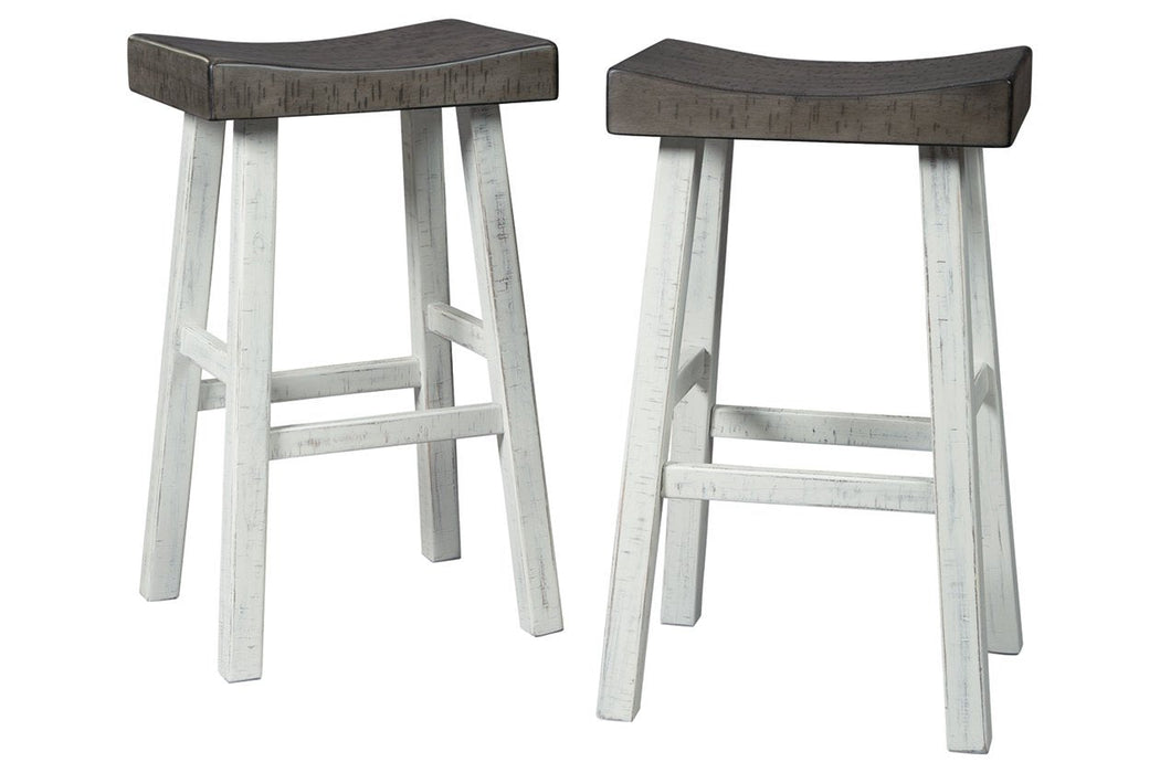 Glosco Brown Gray/Antique White Pub Height Bar Stool (Set of 2) - Lara Furniture