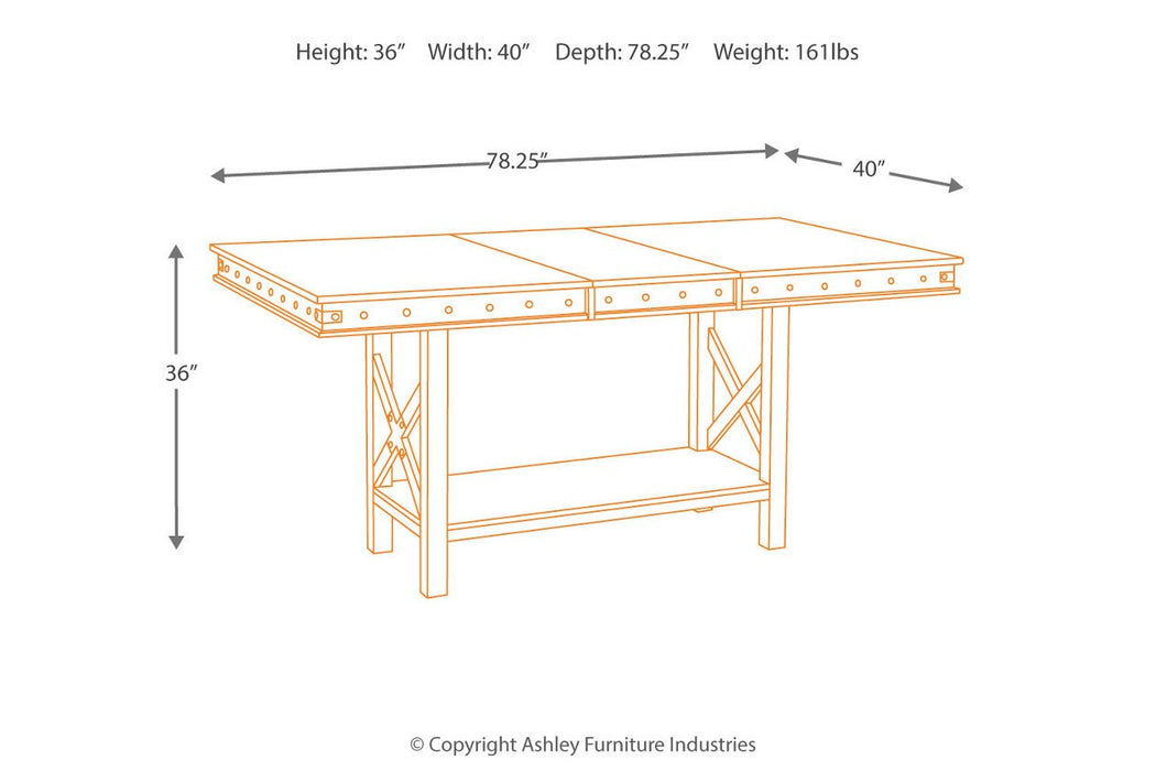 Collenburg Dark Brown Counter Height Dining Extension Table - Lara Furniture