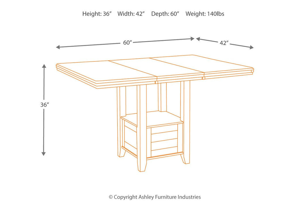 Haddigan Dark Brown Counter Height Dining Extension Table - Lara Furniture