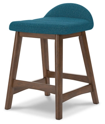 Lyncott Blue-Brown Counter Height Bar Stool (Set of 2)