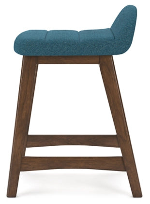 Lyncott Blue-Brown Counter Height Bar Stool (Set of 2)