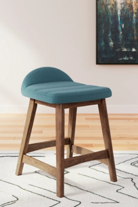 Lyncott Blue-Brown Counter Height Bar Stool (Set of 2)