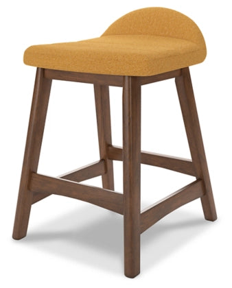 Lyncott Mustard-Brown Counter Height Bar Stool (Set of 2)