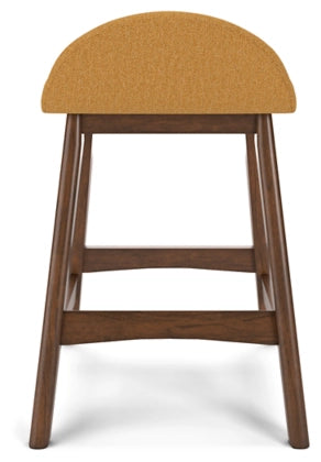 Lyncott Mustard-Brown Counter Height Bar Stool (Set of 2)