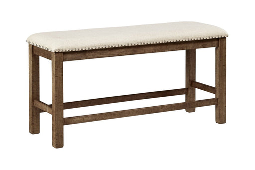 Moriville Beige Counter Height Dining Bench - Lara Furniture