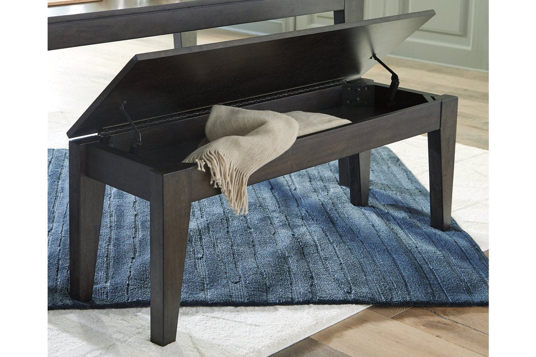 Trishcott Dark Brown Dining Storage Bench - Lara Furniture