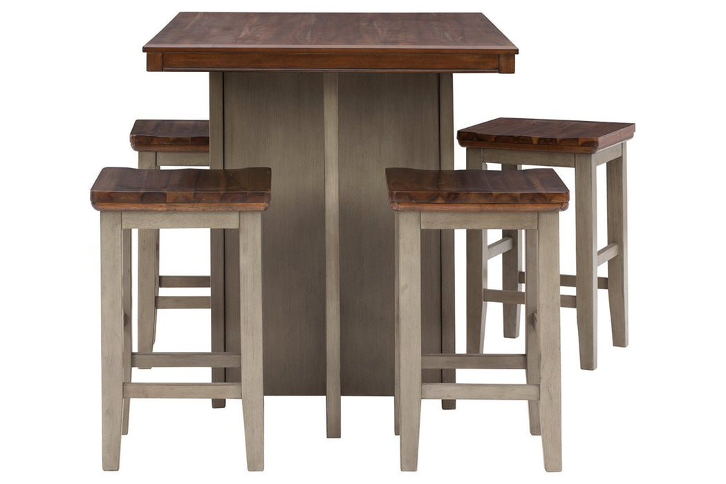 Lettner Gray/Brown Counter Height Dining Table and Bar Stools (Set of 5) - Lara Furniture