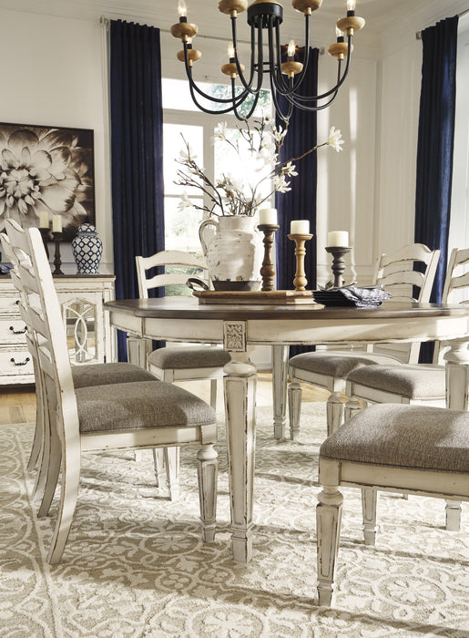 Realyn Chipped White Oval Dining Room Set - Lara Furniture