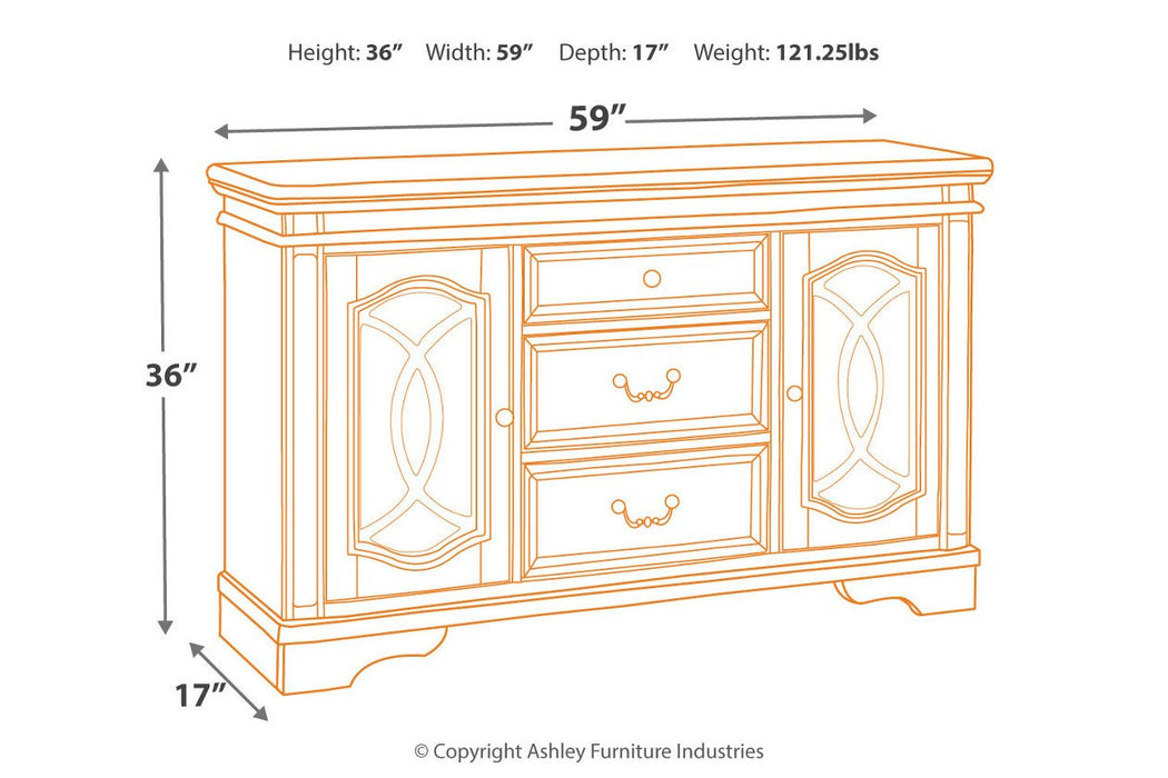 Realyn Chipped White Dining Server - Lara Furniture