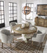 Grindleburg Light Brown/White Round Dining Table - Lara Furniture