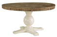 Grindleburg Light Brown/White Round Dining Table - Lara Furniture