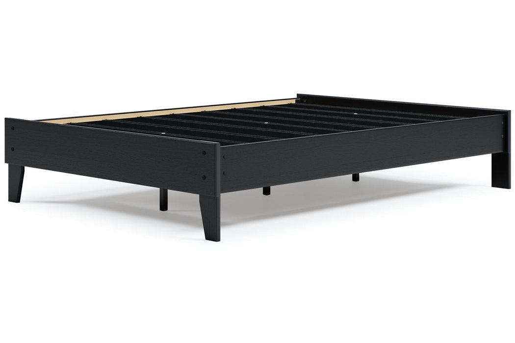 Flannia Black Full Platform Bed - Lara Furniture