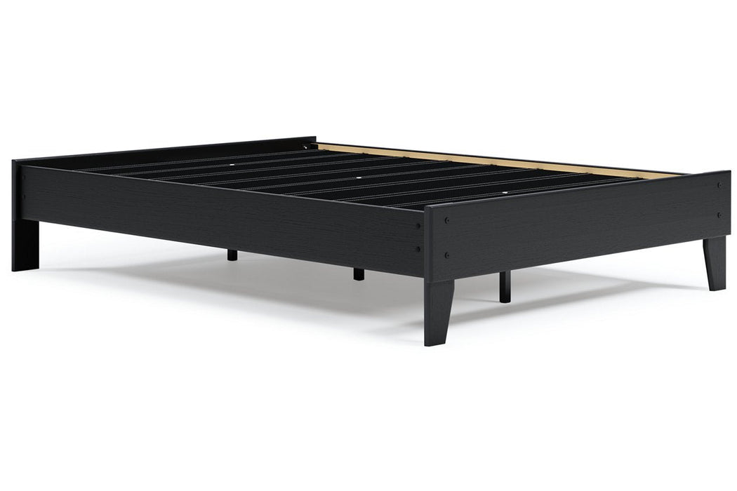 Flannia Black Full Platform Bed - Lara Furniture