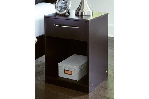 Flannia Black Nightstand - Lara Furniture