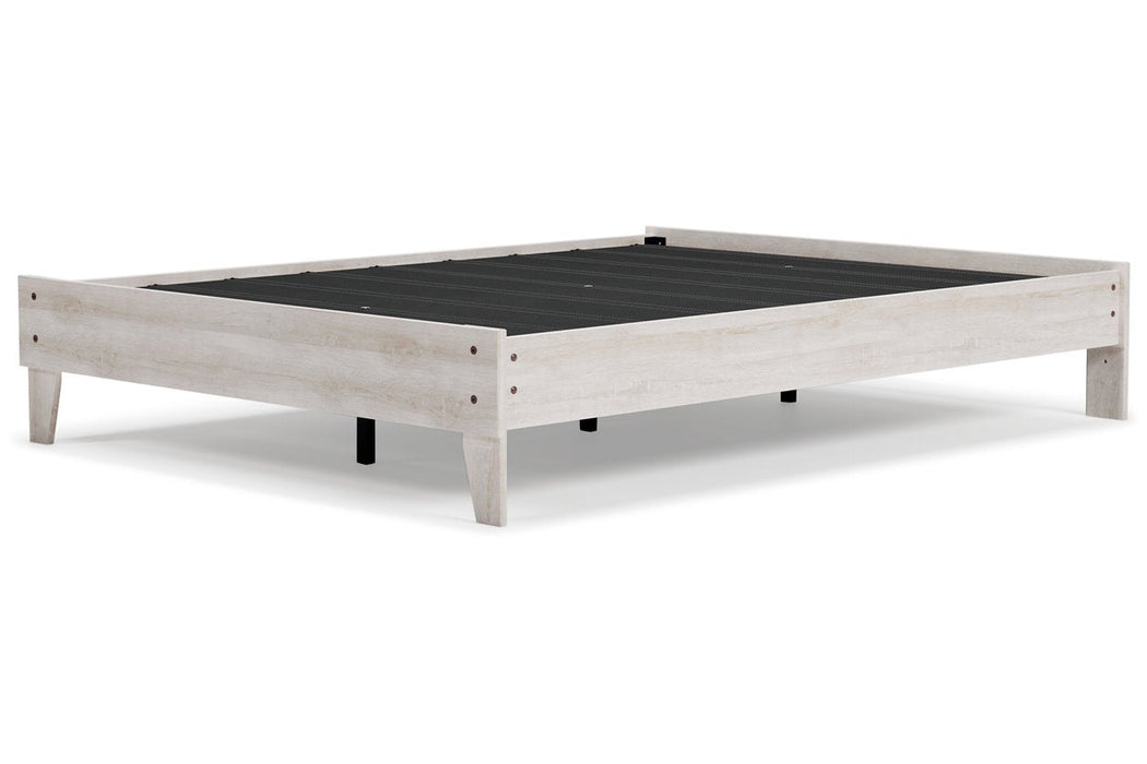 Shawburn Whitewash Queen Platform Bed - Lara Furniture