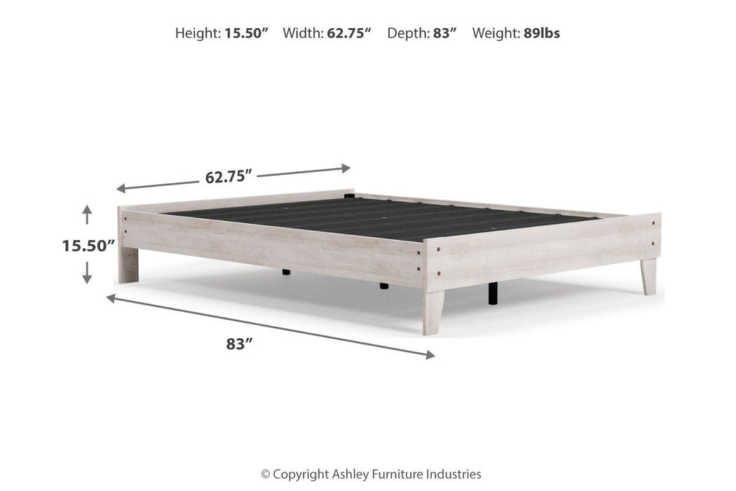 Shawburn Whitewash Queen Platform Bed - Lara Furniture