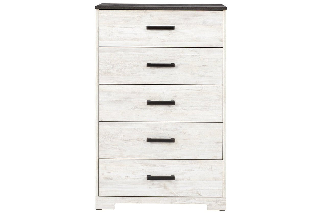 Shawburn Whitewash/Charcoal Gray Chest of Drawers - Lara Furniture