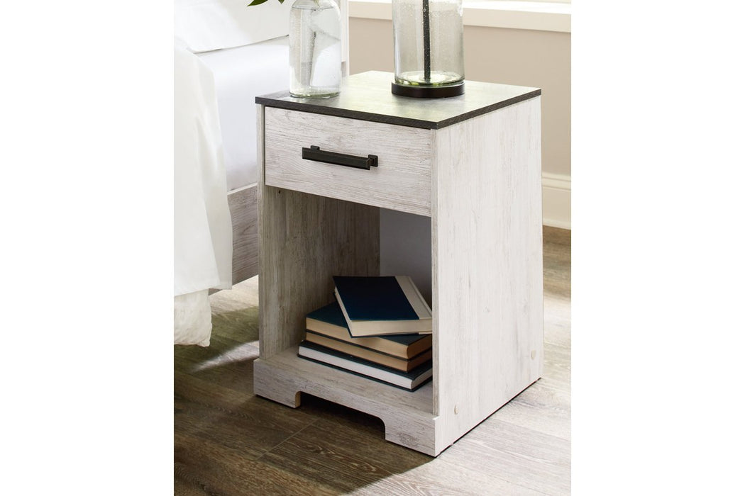 Shawburn Whitewash/Charcoal Gray Nightstand - Lara Furniture