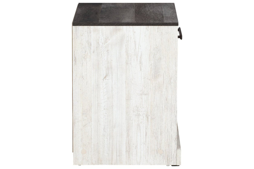 Shawburn Whitewash/Charcoal Gray Nightstand - Lara Furniture