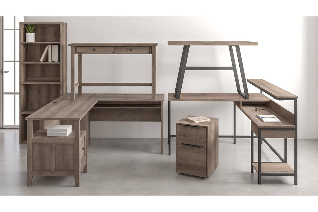 Arlenbry Gray Home Office L-Desk with Storage - Lara Furniture