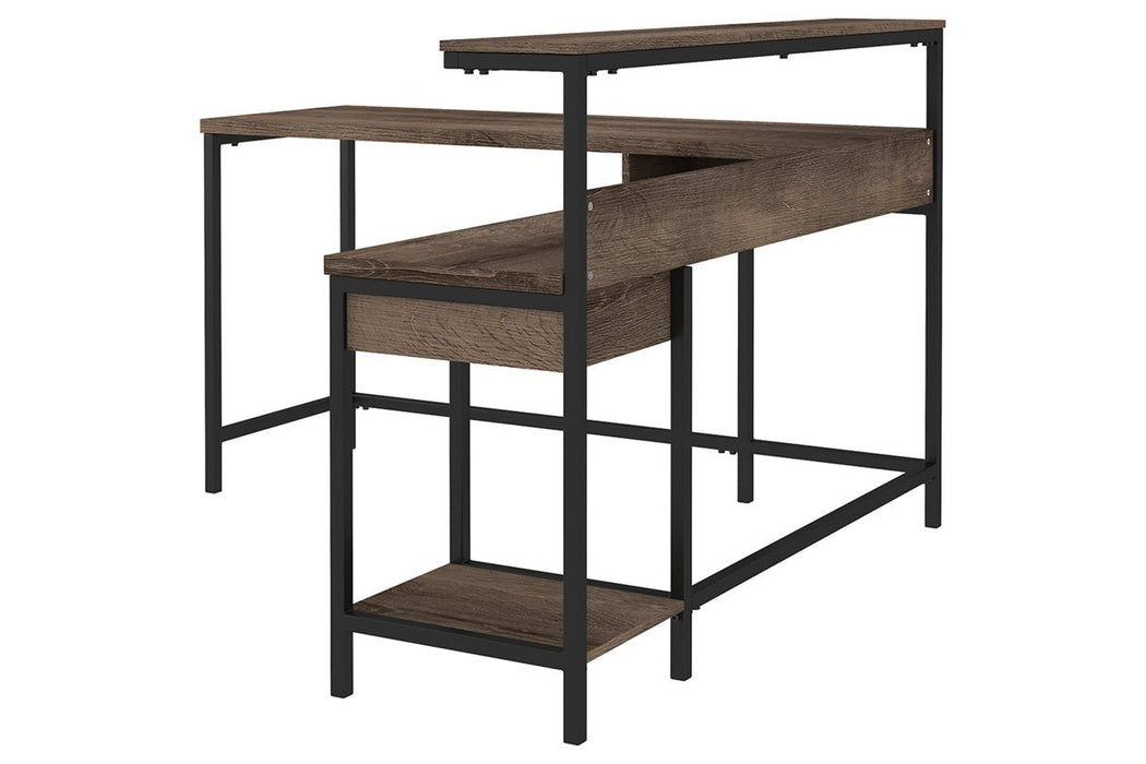 Arlenbry Gray Home Office L-Desk with Storage - Lara Furniture