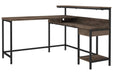 Arlenbry Gray Home Office L-Desk with Storage - Lara Furniture