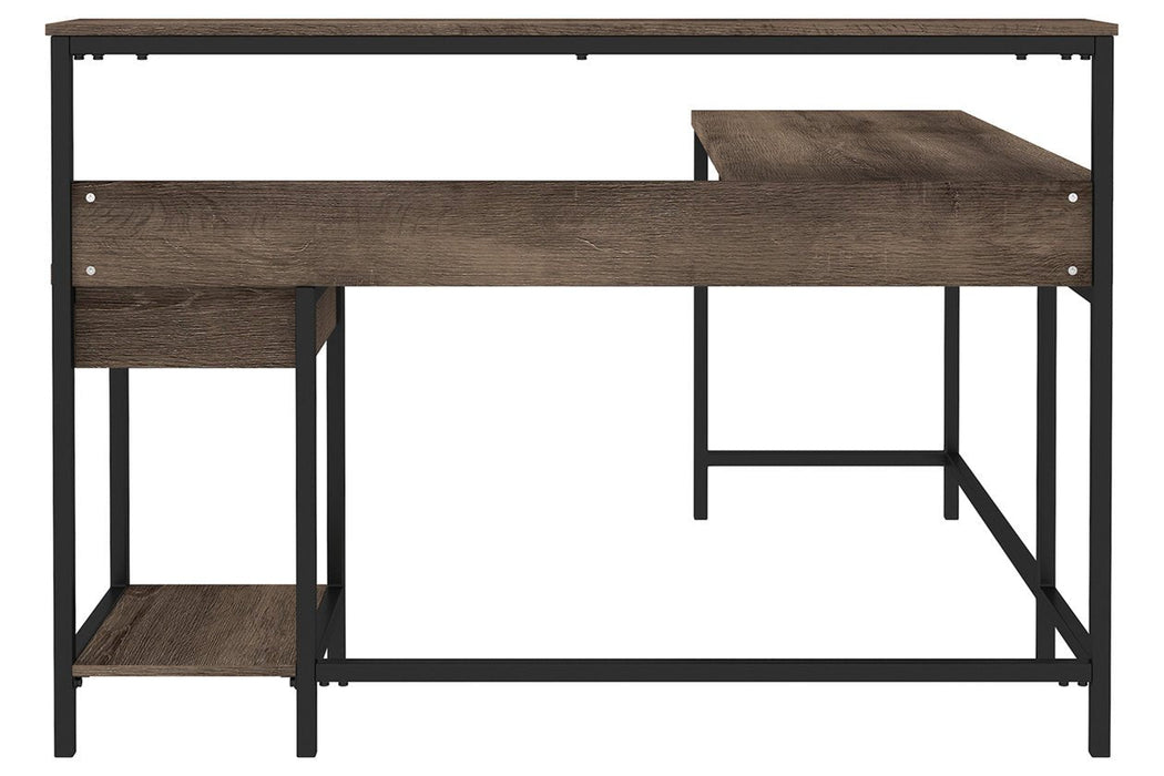 Arlenbry Gray Home Office L-Desk with Storage - Lara Furniture