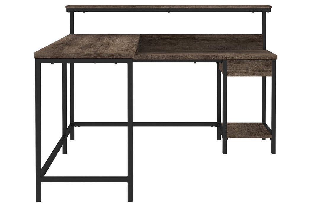 Arlenbry Gray Home Office L-Desk with Storage - Lara Furniture