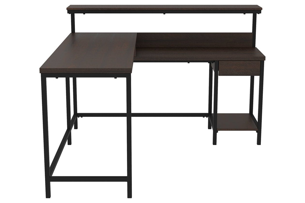 Camiburg Warm Brown Home Office L-Desk with Storage - Lara Furniture