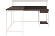 Dorrinson Two-tone Home Office L-Desk with Storage - Lara Furniture