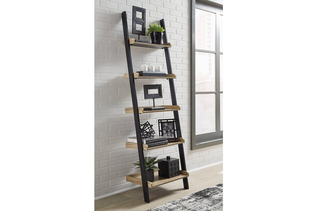 Gerdanet Light Brown/Black 74" Bookcase - Lara Furniture