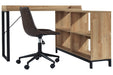 Gerdanet Light Brown/Black Home Office L-Desk - Lara Furniture