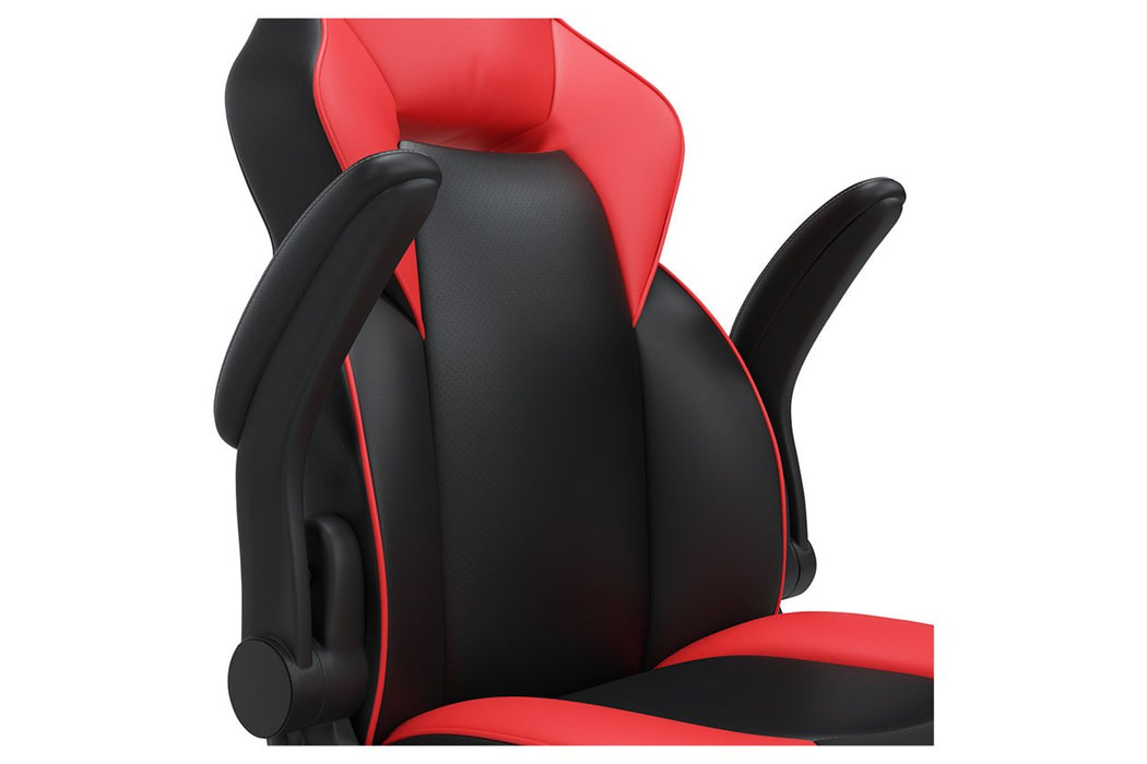 Lynxtyn Red/Black Home Office Chair - Lara Furniture