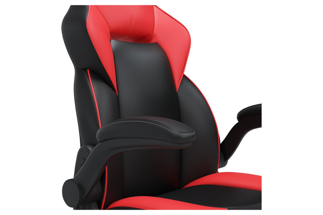 Lynxtyn Red/Black Home Office Chair - Lara Furniture