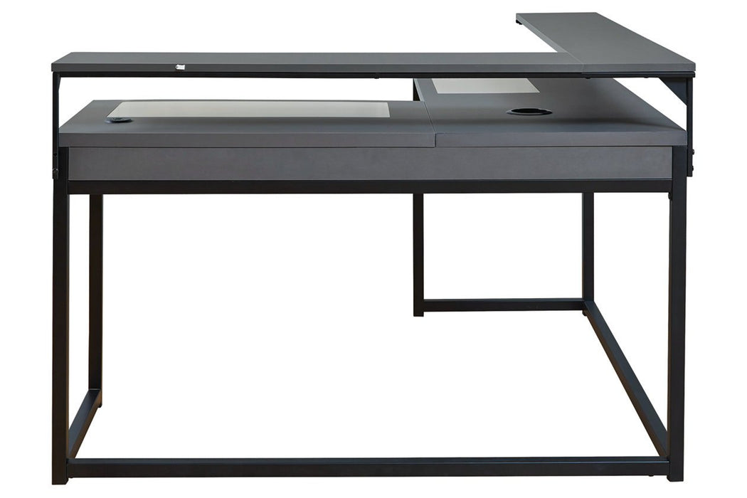 Lynxtyn Two-tone Home Office L-Desk - Lara Furniture